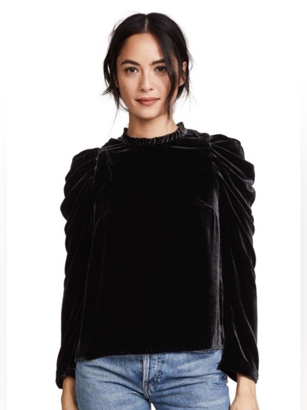 Ulla Johnson Giles Black Velvet Puff Sleeve Top size 4